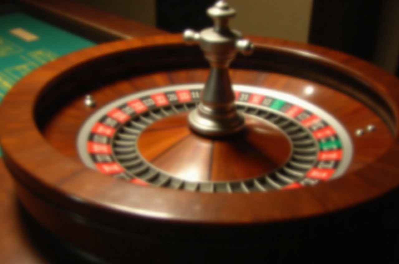 A spinning roulette wheel photographed in motion blur